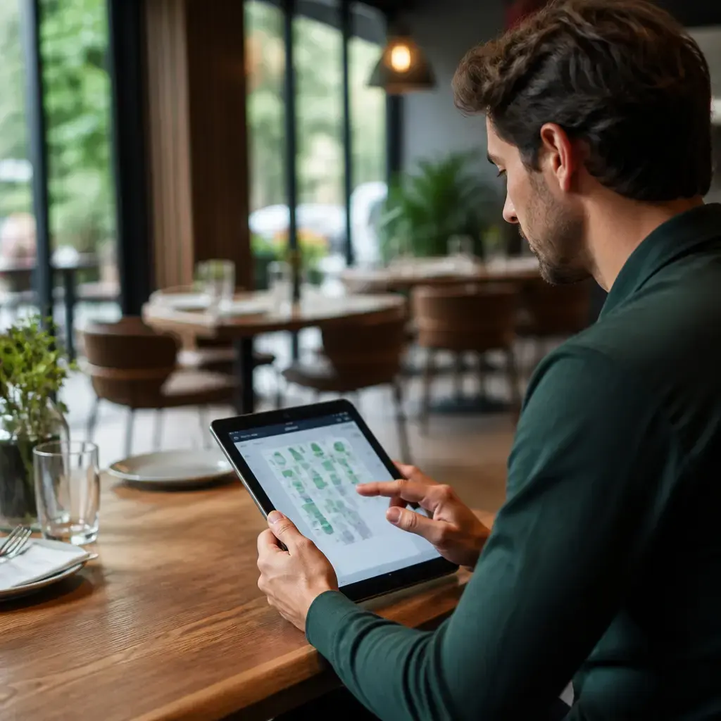 gere uma imagem com este tema Controle digital de reservas para restaurante: como organizar mesas, horários e atendimento